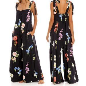 Agua Bendita Jumpsuit Gail Moss Floral Black Sz Medium